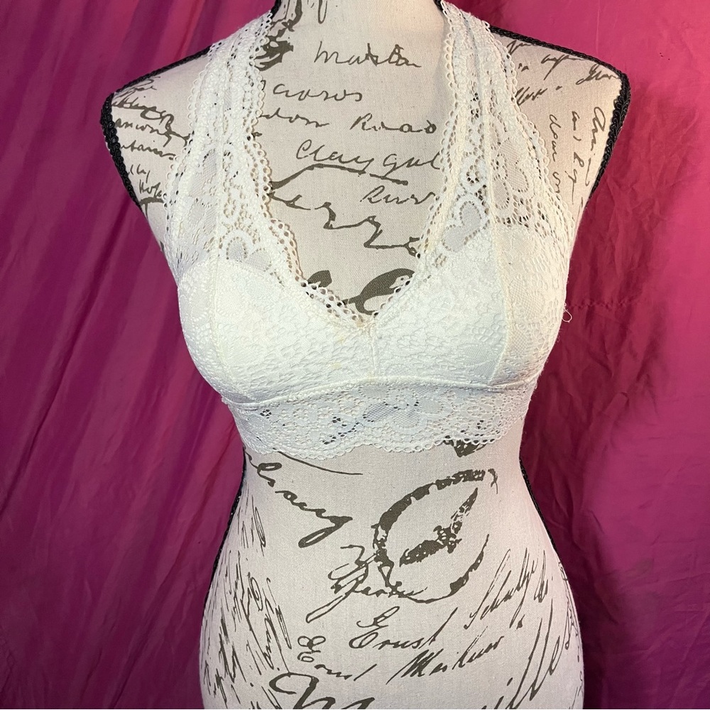 Aerie White Lace Halter Bralette